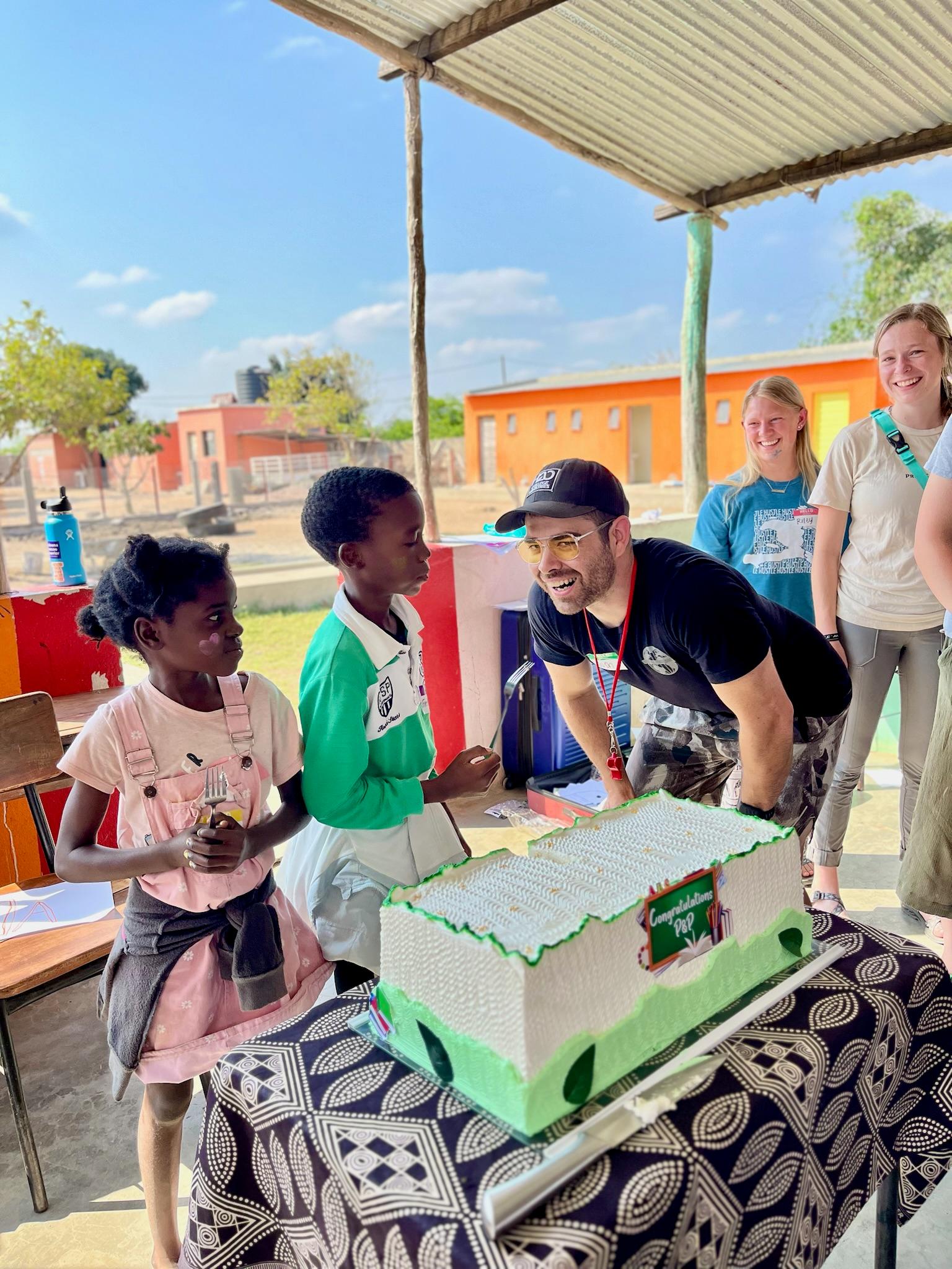 Birthday cake celebration with children