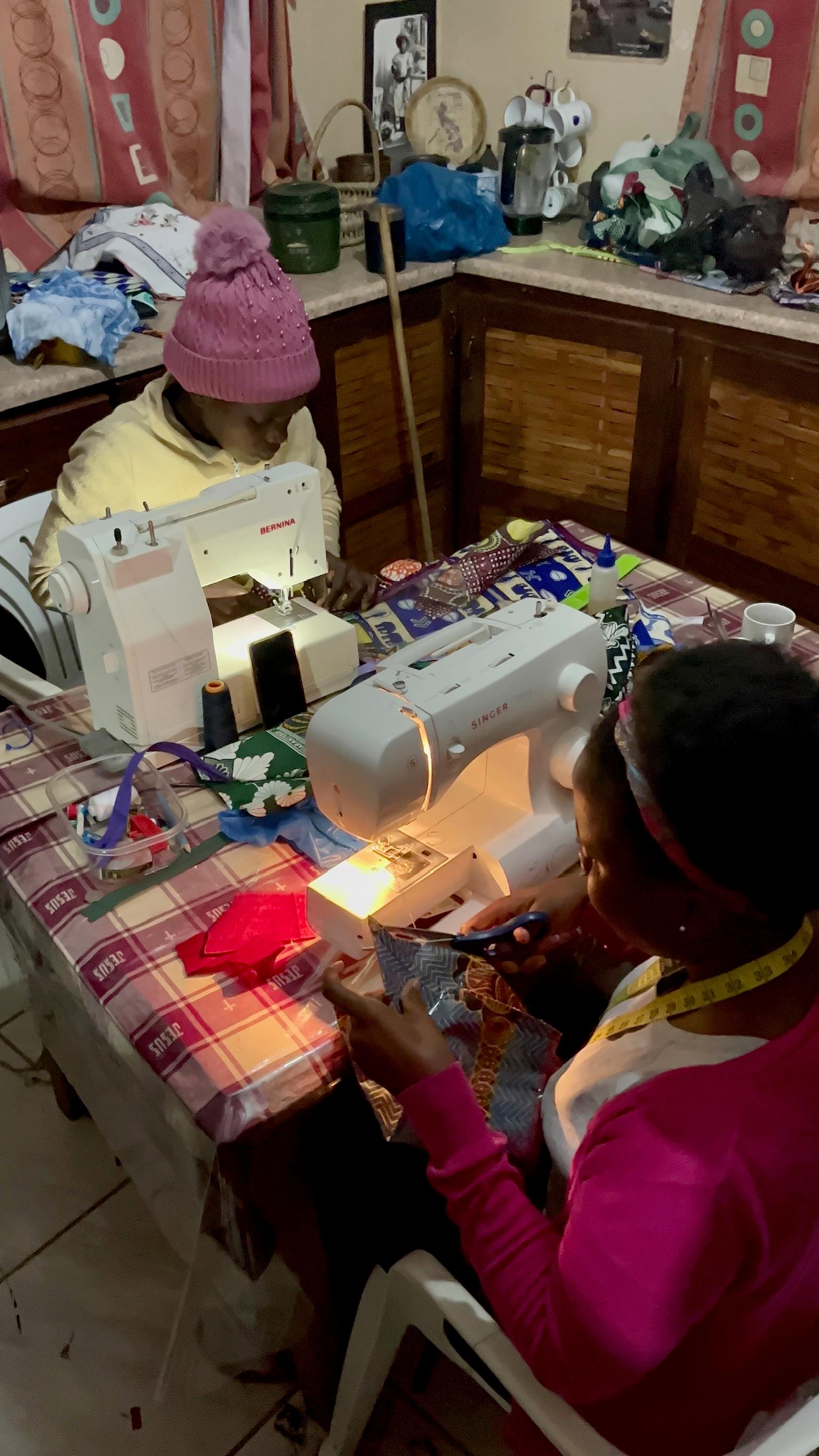 Women sewing at Sybil's Closet in Chokwe, Mozambique